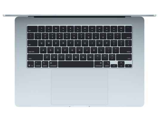 MacBook Air 15-inch - M4 - 10-core CPU - 10-core GPU - 16GB RAM - 256GB SSD - Sky Blue Keyboard View