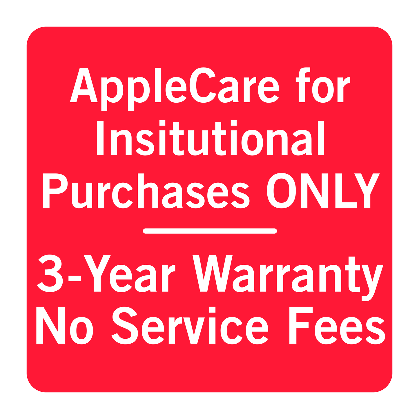 AppleCare+ For Institutional Only - MacBook Air 13-inch - M3/M4 - No Service Fee - 3-year