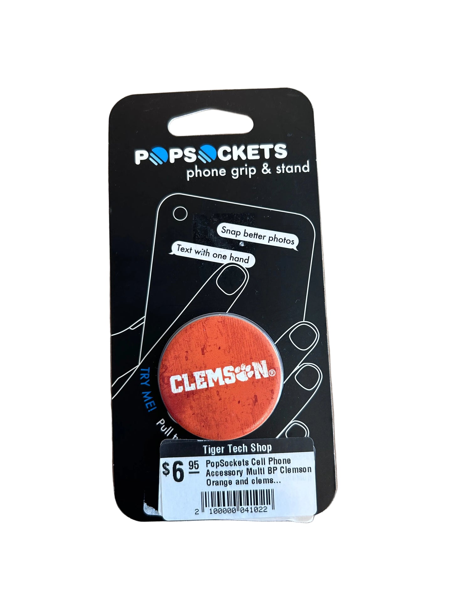 PopSockets Cell Phone Accessory Multi BP Clemson Orange and clemson spelled out