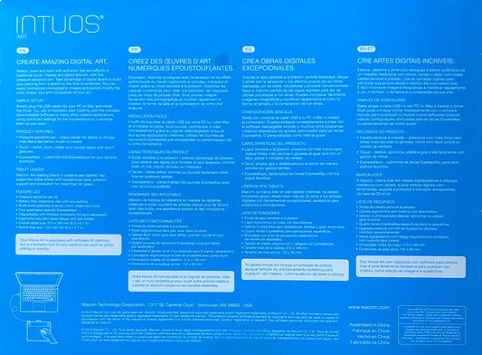 Wacom Intuos Art CTH490AK Graphics Tablet (Small) Graphics Tablet - 5.98" x 3.74" - 2540 lpi Cable - Pen - USB