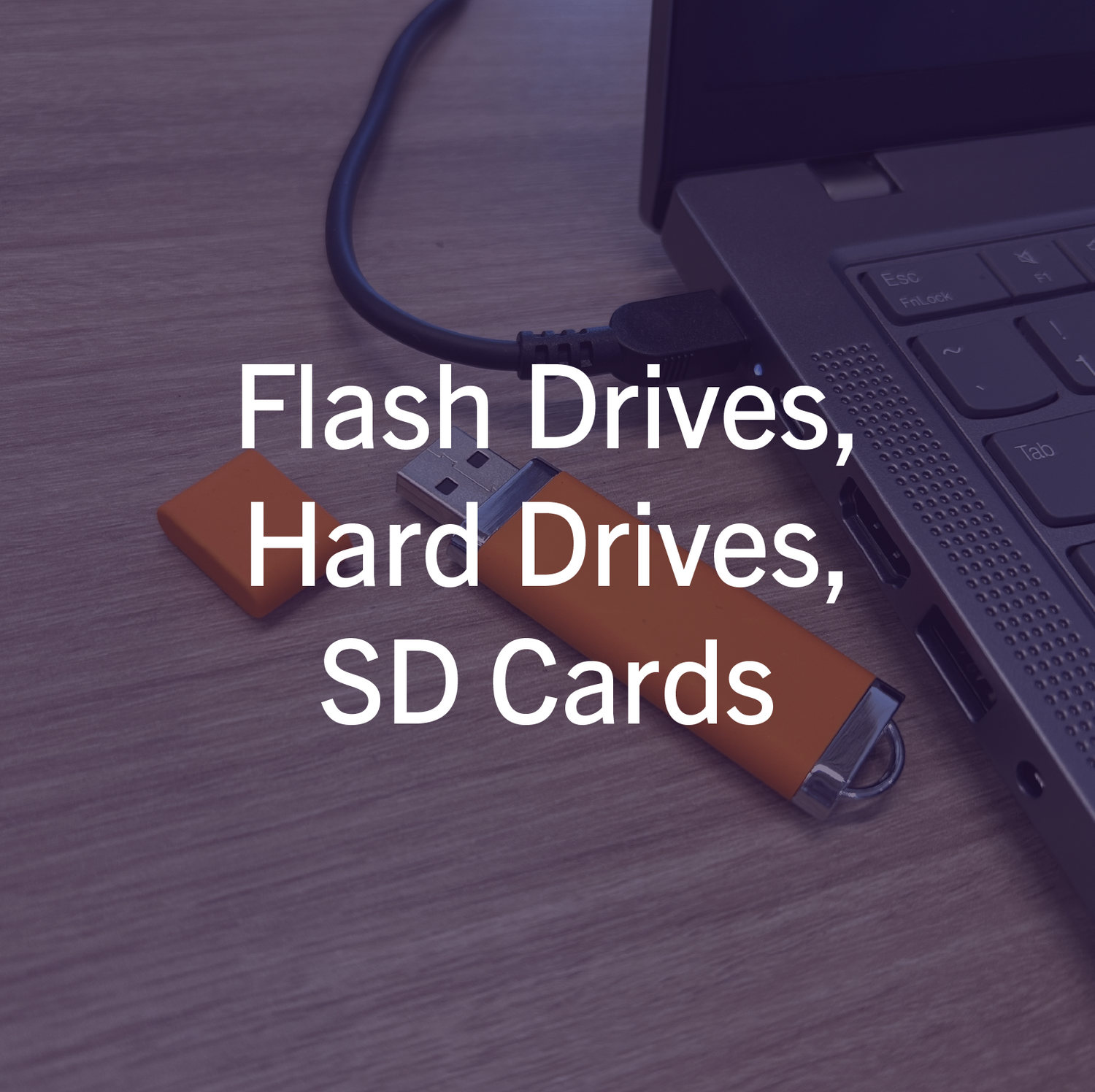 Flash Drives, Hard Drives, SD Cards