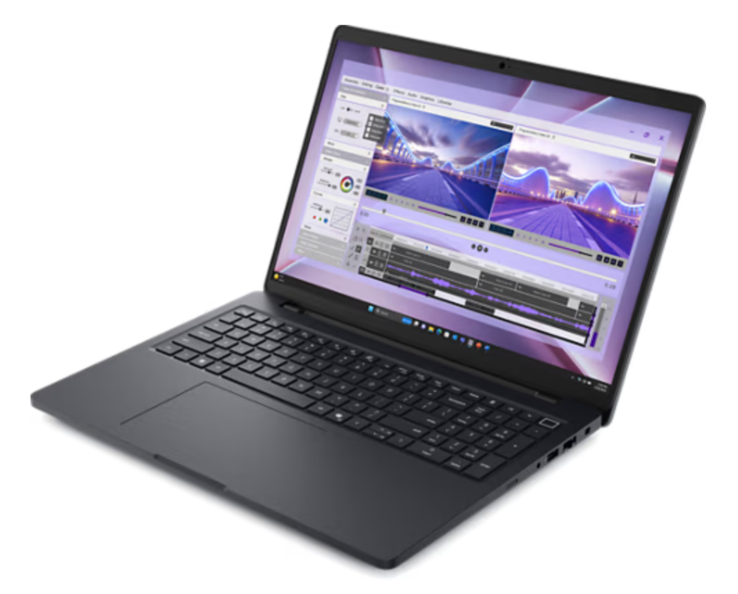 Laptop with a colorful display on a white background