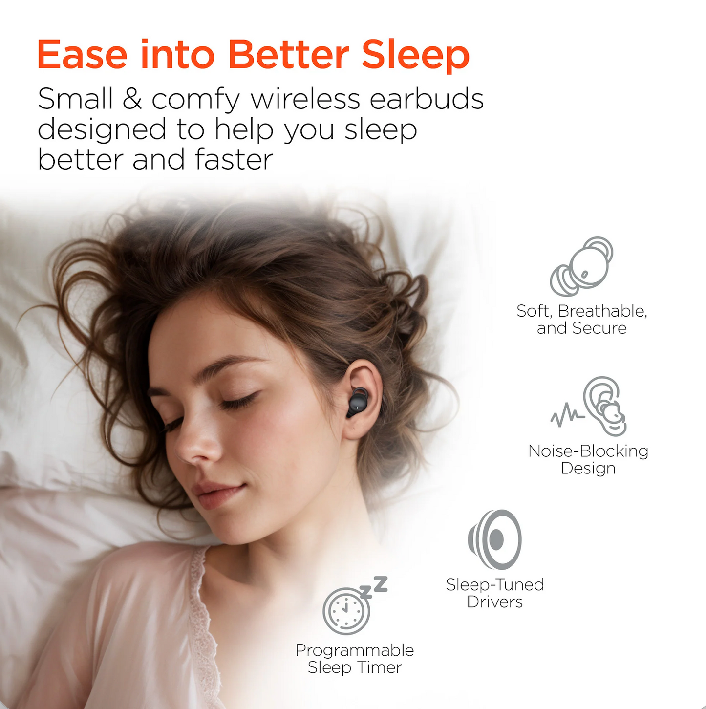 HyperGear SleepEEZ Mini Noise-Blocking True Wireless Earbuds - Black