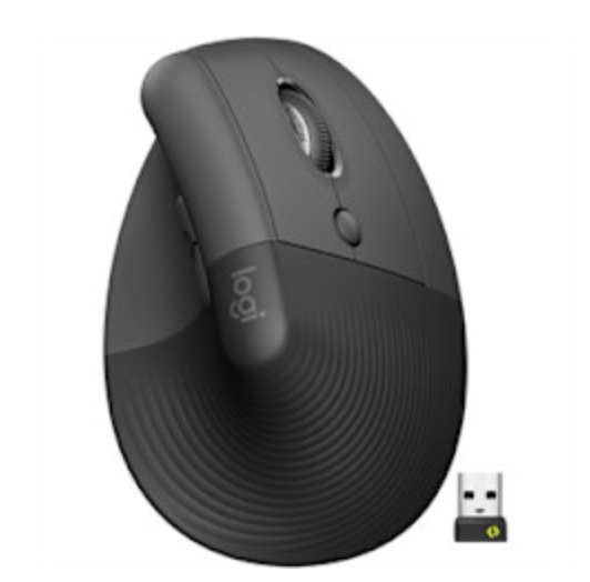 Logitech - Lift Vertical Ergonomic Mouse - Wireless - Bluetooth or Logi Bolt USB receiver - Quiet clicks - 4 buttons - Graphite