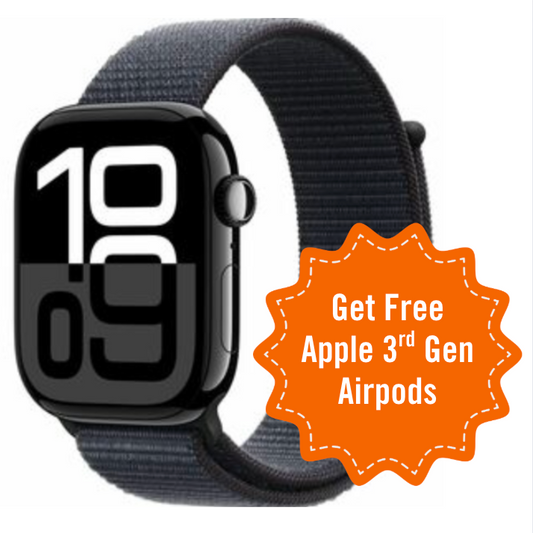 Apple Watch - Series 10 - GPS - 42mm - Jet Black Aluminum Case - Ink Sport Loop Band