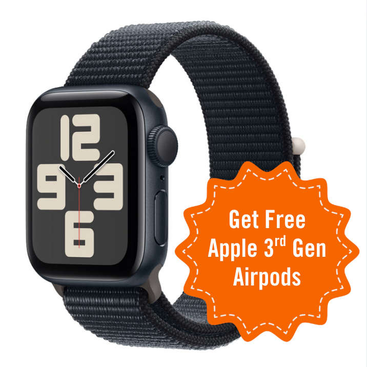 Apple Watch - SE - GPS - 44mm - Midnight Aluminum Case -  Midnight Sport Loop - OSFM