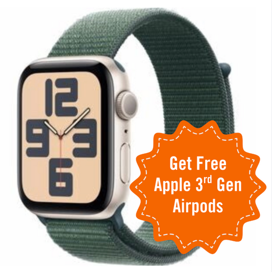 Apple Watch SE GPS 44mm Starlight Aluminum Case with Lake Green Band