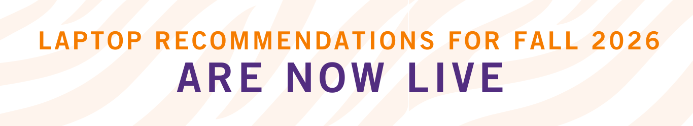 Promotional text for laptop recommendations for fall 2026 on a tiger striped background