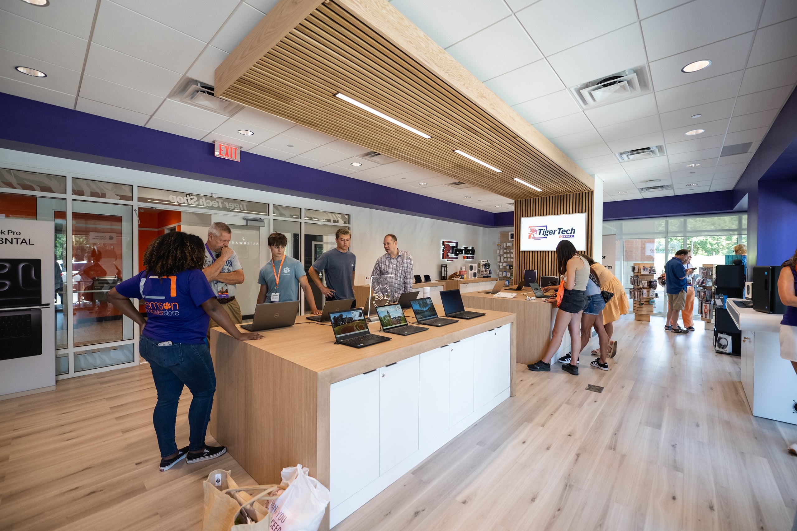 People interacting at the Tiger Tech Shop