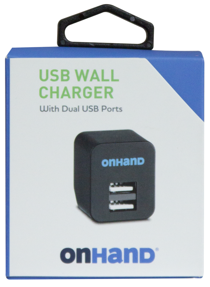 OnHand Dual-Port Wall Adapter - Black 3.1A 2-Port BP USB-A