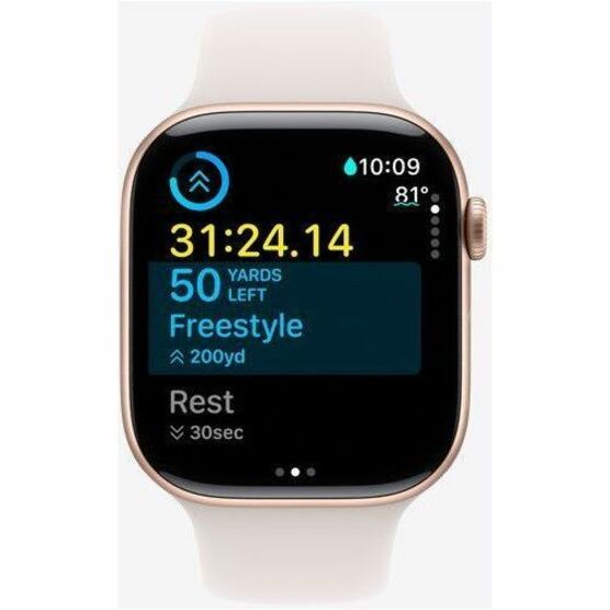 Apple Watch - Series 10 - GPS - 42mm - Rose Gold Aluminum Case - Light Blush Band - M/L