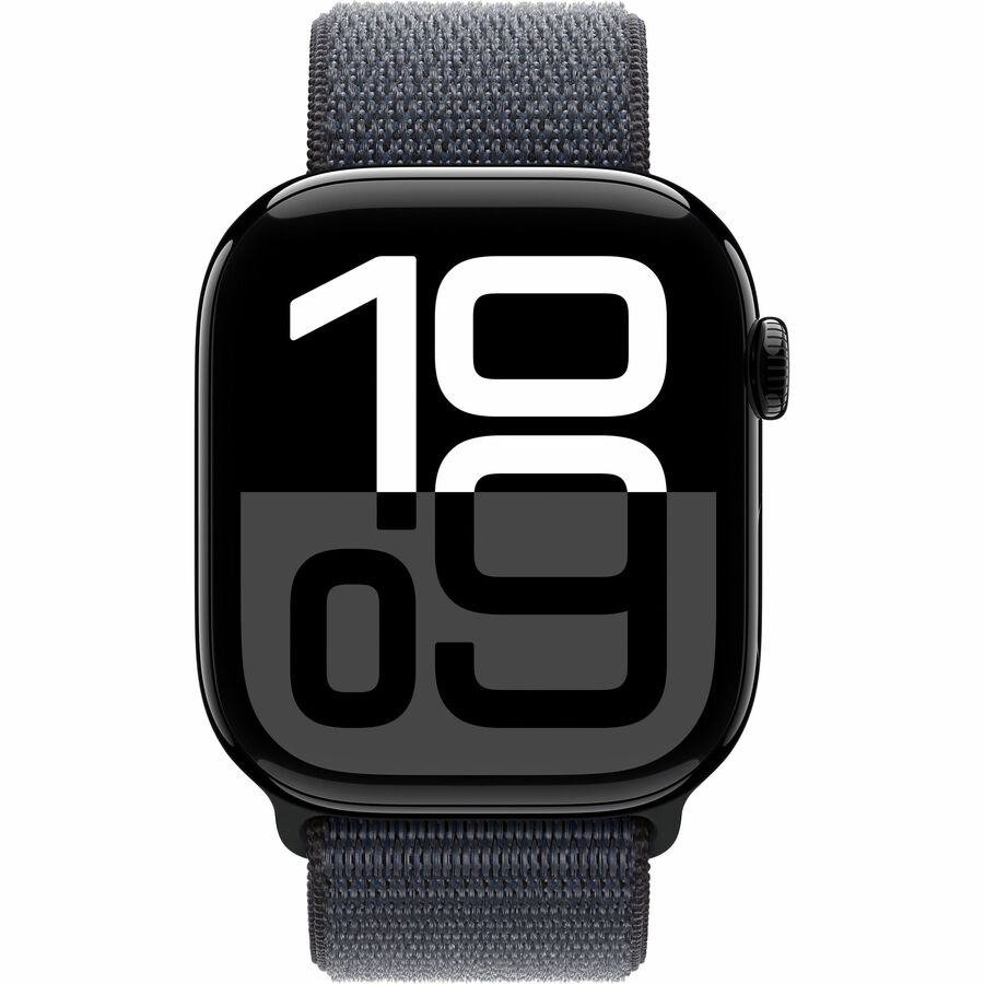 Apple Watch - Series 10 - GPS - 42mm - Jet Black Aluminum Case - Ink Sport Loop Band