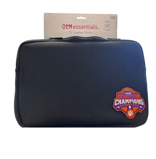 Clemson Laptop Sleeve Black 15in Centon- NATIONAL CHAMPIONSHIP