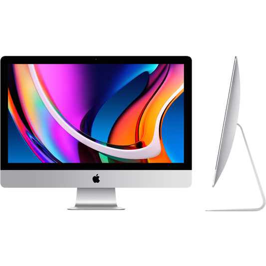 Apple iMac computer with colorful display on a white background