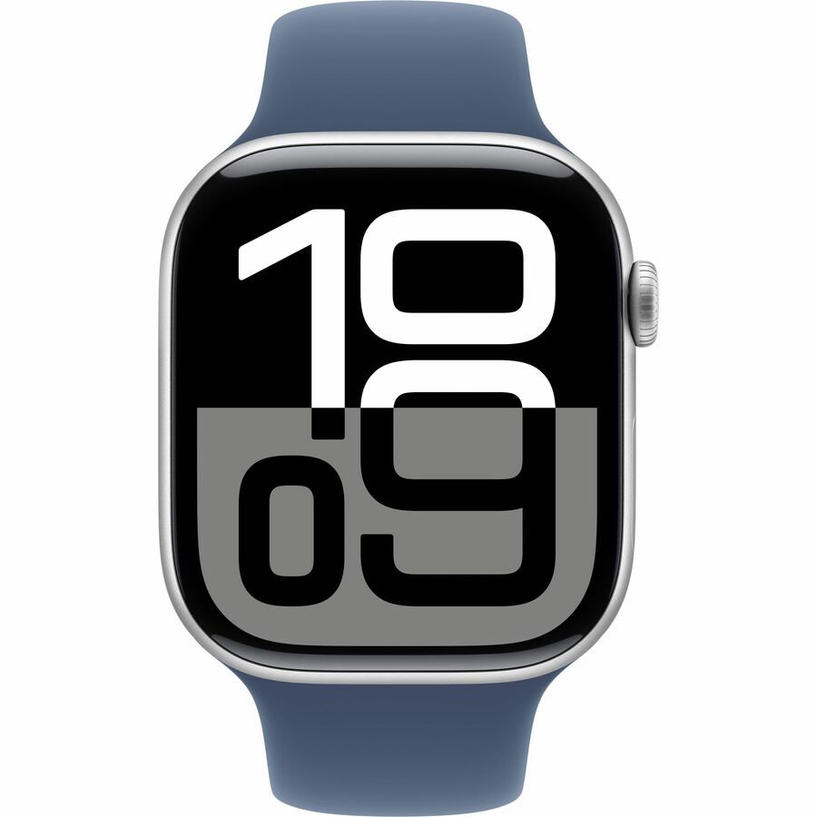 Apple Watch - Series 10 - GPS - 46mm - Silver Aluminum Case - Denim Band - M/L