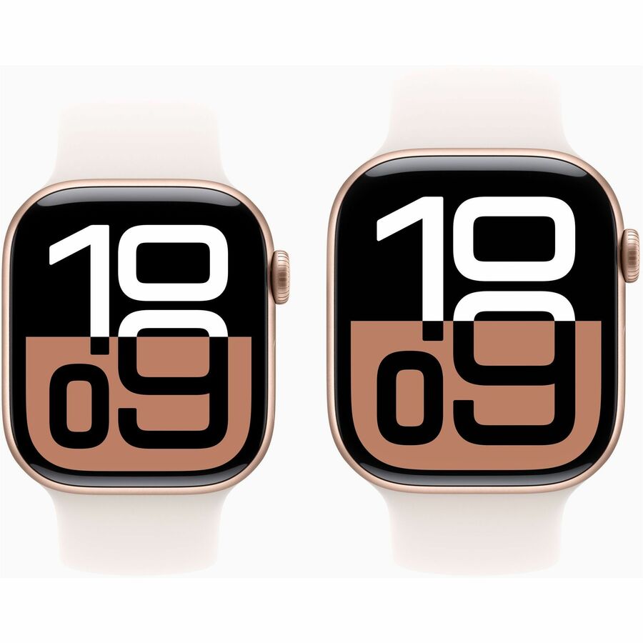 Apple Watch - Series 10 - GPS - 42mm - Rose Gold Aluminum Case - Light Blush Band - M/L