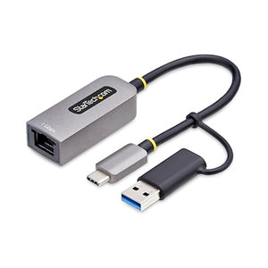 StarTech USB-C to to Ethernet Adapter with USB-A Dongle, 10/100/1000Mbps, USB 3.0 to Gigabit Network Adapter, Windows/macOS/Linux