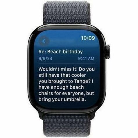Apple Watch - Series 10 - GPS - 42mm - Jet Black Aluminum Case - Ink Sport Loop Band