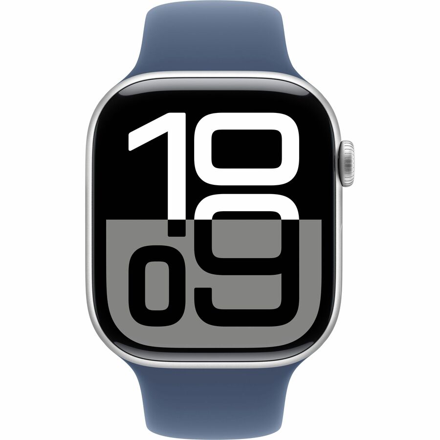 Apple Watch - Series 10 - GPS - 42mm - Silver Aluminum Case - Denim Band - S/M
