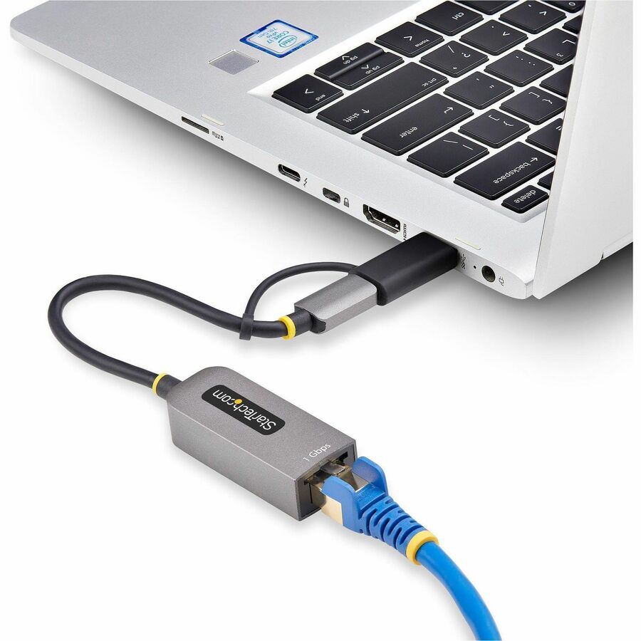 StarTech USB-C to to Ethernet Adapter with USB-A Dongle, 10/100/1000Mbps, USB 3.0 to Gigabit Network Adapter, Windows/macOS/Linux